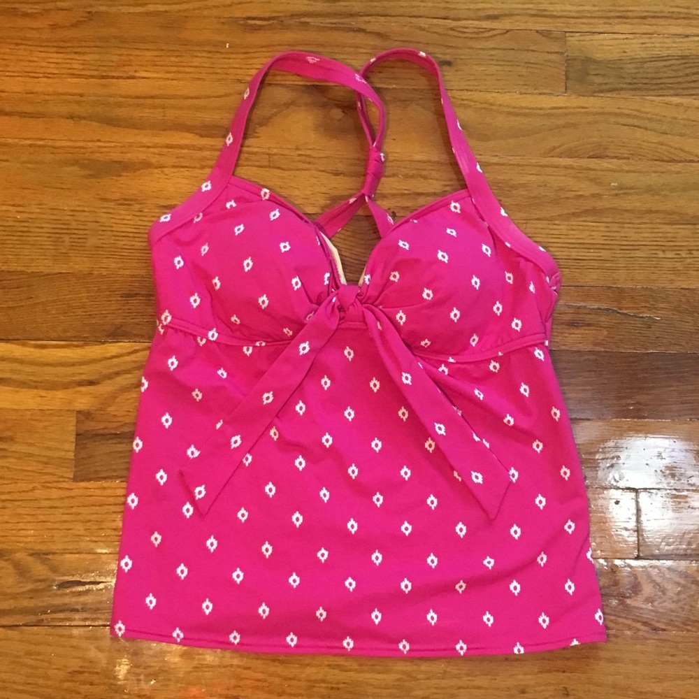 Lands End Pink Diamond Tankini Swimsuit Top Size 8